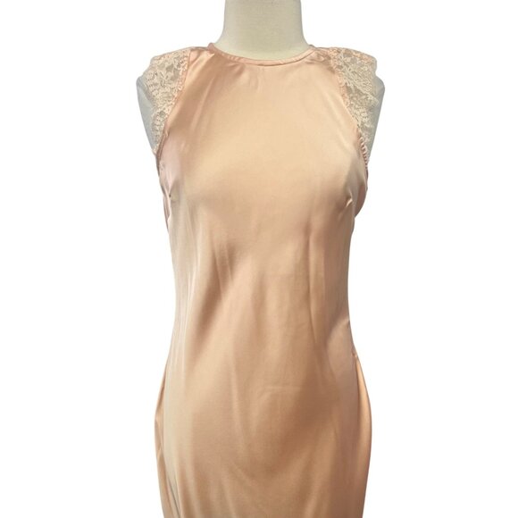 Future Collective Satin Nightgown Dress Womens Medium Peach New WOT Sleeveless - Picture 3 of 8